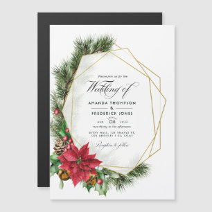 Waterverf Floral Kerstmis Geometric Wedding Magn Magnetische Uitnodiging