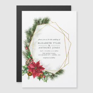 Waterverf Floral Kerstmis Geometric Wedding Magnetische Uitnodiging