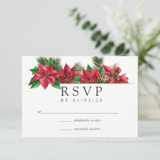 Waterverf Floral Kerstmis Geometric Wedding RSVP Kaartje (Staand voorkant)