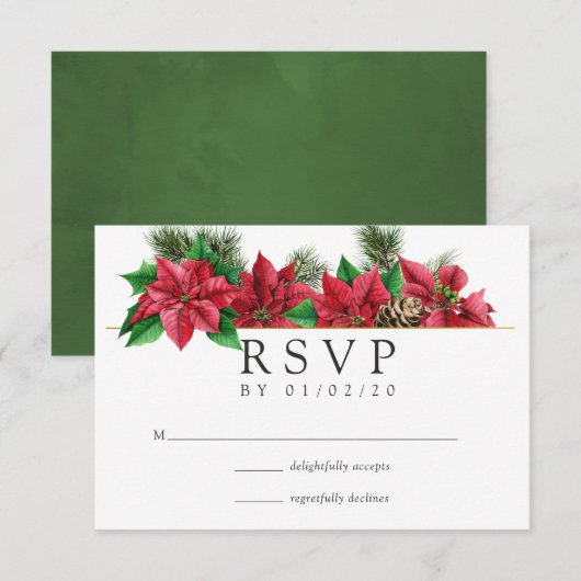 Waterverf Floral Kerstmis Geometric Wedding RSVP Kaartje (Voorkant / Achterkant)