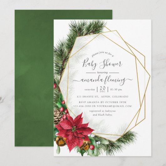 Waterverf Floral Kerstmis Geometrisch Baby shower Kaart (Voorkant / Achterkant)