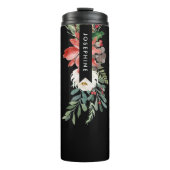 Waterverf Floral Kerstmis Poinsettia Thermosbeker (Voorkant)