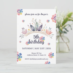 Waterverf Floral Kind's verjaardagsfeestje Kaart