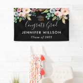 Waterverf Floral Klasse 2022 Graduation Party Spandoek (Insitu)