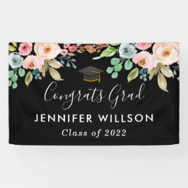 Waterverf Floral Klasse 2022 Graduation Party Spandoek