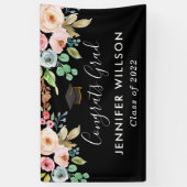 Waterverf Floral Klasse 2022 Graduation Party Spandoek (Verticaal)
