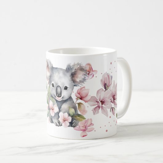 Waterverf Floral Koala Beer Custom Nurse Koffiemok (Voorkant rechts)