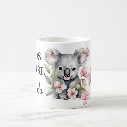 Waterverf Floral Koala Beer Custom Nurse Koffiemok (Center)