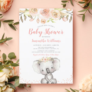 Waterverf Floral Koala Girl Baby shower Kaart