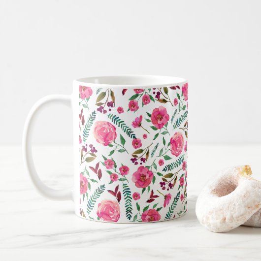 Waterverf Floral Koffiemok (Met donut)