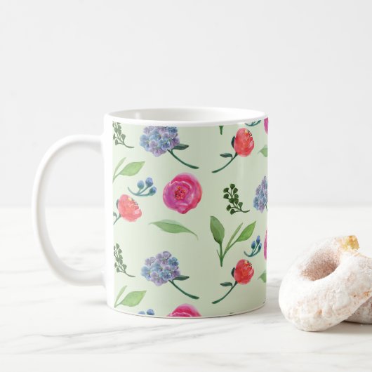 Waterverf Floral Koffiemok (Met donut)
