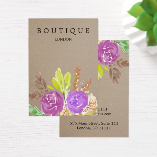 Waterverf Floral Kraft Oorbel Visitekaartje (Bureau)