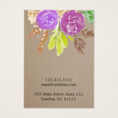 Waterverf Floral Kraft Oorbel Visitekaartje (Achterkant)