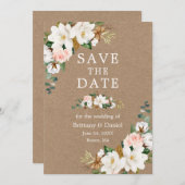 Waterverf Floral Kraft Save The Date (Voorkant / Achterkant)