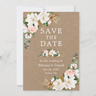 Waterverf Floral Kraft Save The Date