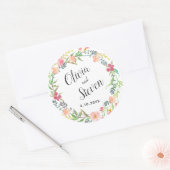 Waterverf Floral krans bruiloft Ronde Sticker (Envelop)