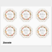 Waterverf Floral krans geometrische bruids brunch Ronde Sticker (Vel)