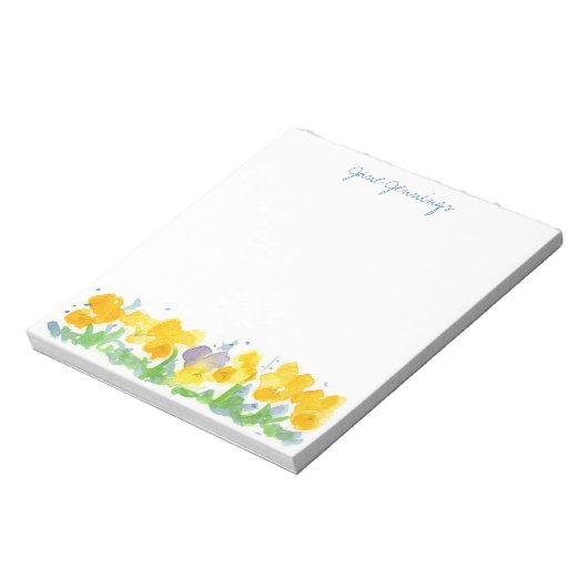 Waterverf Floral kunst Gele Pansy Flowers Notitieblok (Linkerzijde)