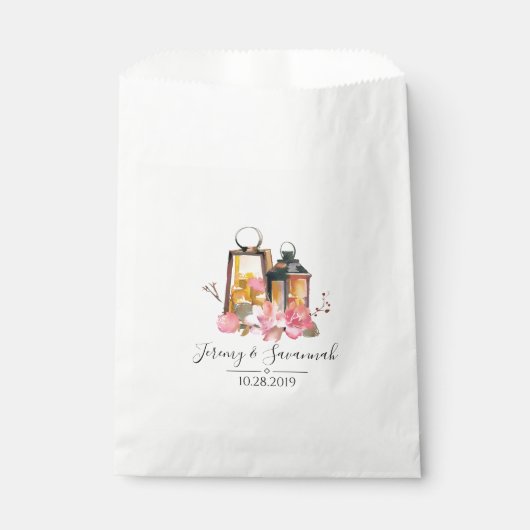 Waterverf Floral Lantaarns Wedding Bedankzakje (Voorkant)