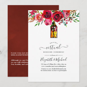 Waterverf Floral Lantern Online Virtual Wedding Kaart
