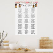 Waterverf Floral Lantern Wedding Seating Chart Poster (Keuken)