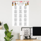 Waterverf Floral Lantern Wedding Seating Chart Poster (Thuiskantoor)