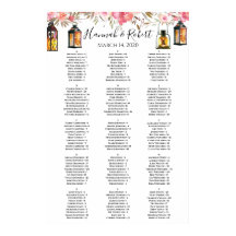 Waterverf Floral Lantern Wedding Seating Chart