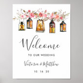 Waterverf Floral Lantern Wedding Welkom Poster (Voorkant)