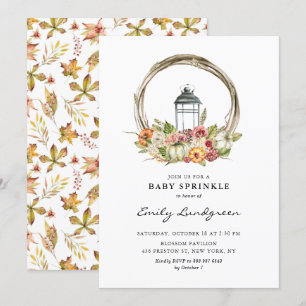 Waterverf Floral Lantern Wreath Baby Sprinkle Kaart