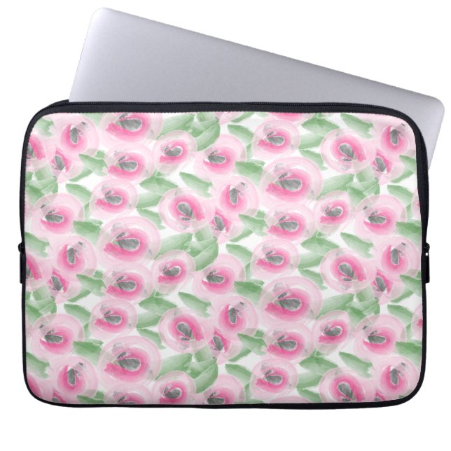 Waterverf Floral Laptop Sleeve (Voorkant)