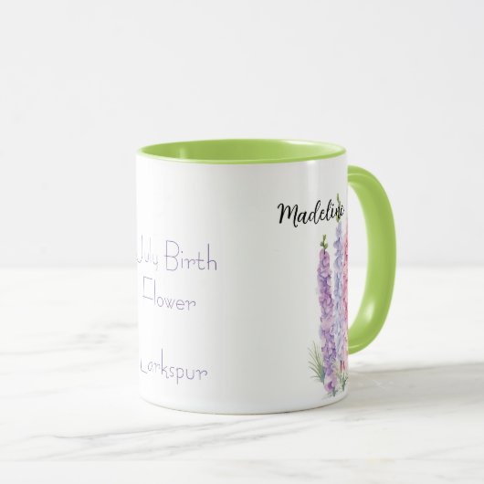 Waterverf Floral Larkspur Juli Bloedventilator Mok (Voorkant rechts)