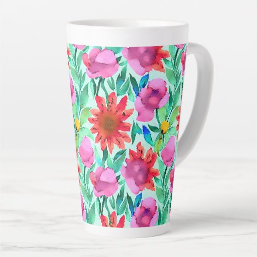  Waterverf Floral Latte Mok (Rechterhoek)