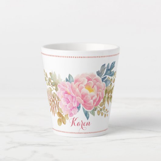 Waterverf Floral Latte Mok (Voorkant)