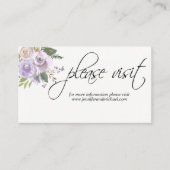 Waterverf Floral Lavendel Lila bruiloft WEBSITE Informatiekaartje (Voorkant)