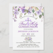 Waterverf Floral Lavender Eerste Heilige Communie Kaart (Voorkant)