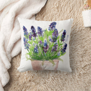 Waterverf Floral Lavender Kussen