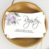 Waterverf Floral Lavender Lila Wedding REGISTRY Informatiekaartje
