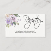 Waterverf Floral Lavender Lila Wedding REGISTRY Informatiekaartje (Voorkant)