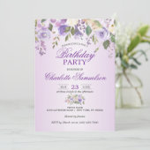 Waterverf Floral Lavender Paars BIRTHDAY Kaart (Staand voorkant)