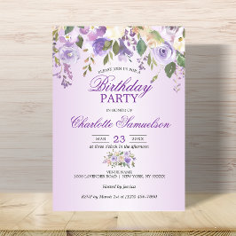 Waterverf Floral Lavender Paars BIRTHDAY Kaart