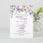 Waterverf Floral Lavender Paars Lila huwelijk Kaart (Staand voorkant)