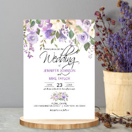 Waterverf Floral Lavender Paars Lila huwelijk Kaart