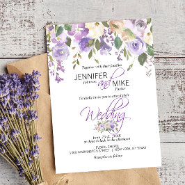 Waterverf Floral Lavender Paars Lila huwelijk Kaart