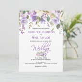 Waterverf Floral Lavender Paars Lila huwelijk Kaart (Staand voorkant)