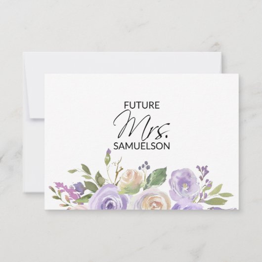 Waterverf Floral Lavender Paars Vrijgezellenfeest Kaart (Achterkant)