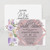 Waterverf Floral Lavender Paars Vrijgezellenfeest Kaart (Voorkant / Achterkant)