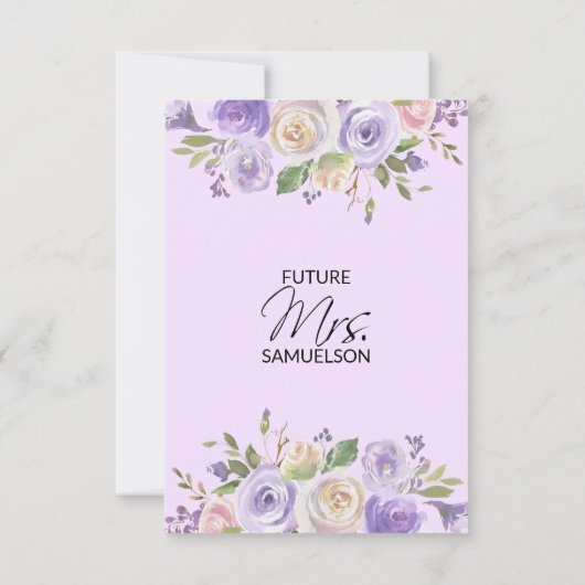 Waterverf Floral Lavender Paars Vrijgezellenfeest Kaart (Achterkant)