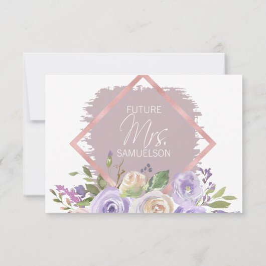 Waterverf Floral Lavender Paars Vrijgezellenfeest Kaart (Achterkant)