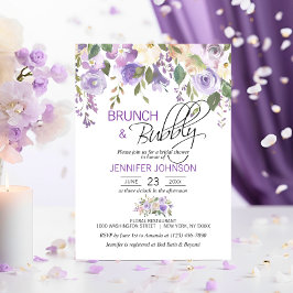 Waterverf Floral Lavender Paarse Bridal Brunch Kaart