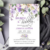 Waterverf Floral Lavender Paarse Bridal Brunch Kaart